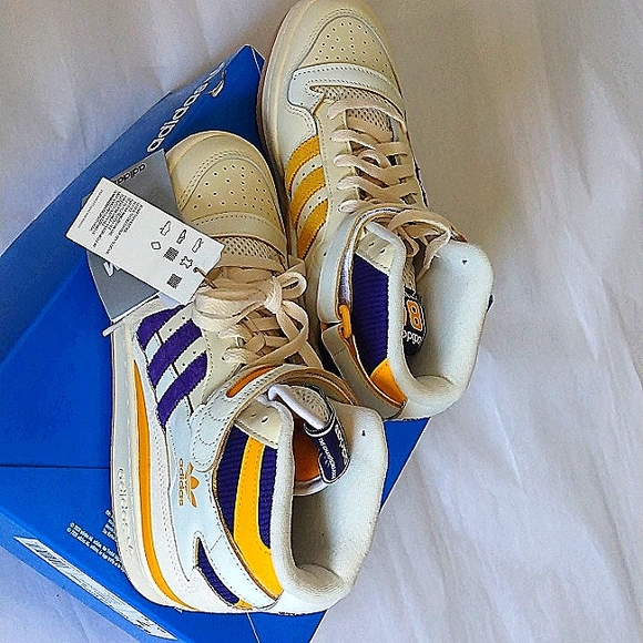 ADIDAS FORUM 84 High Top BASKETBALL SHOES GX9054 Sz 7 NWT Ivory Color Lets play! - Picture 9 of 17